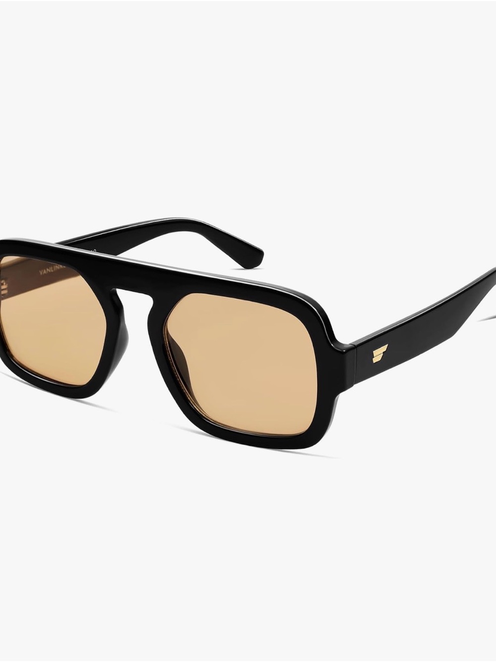 Vanlinker Black Acetate Sunglasses with Amber Lenses
